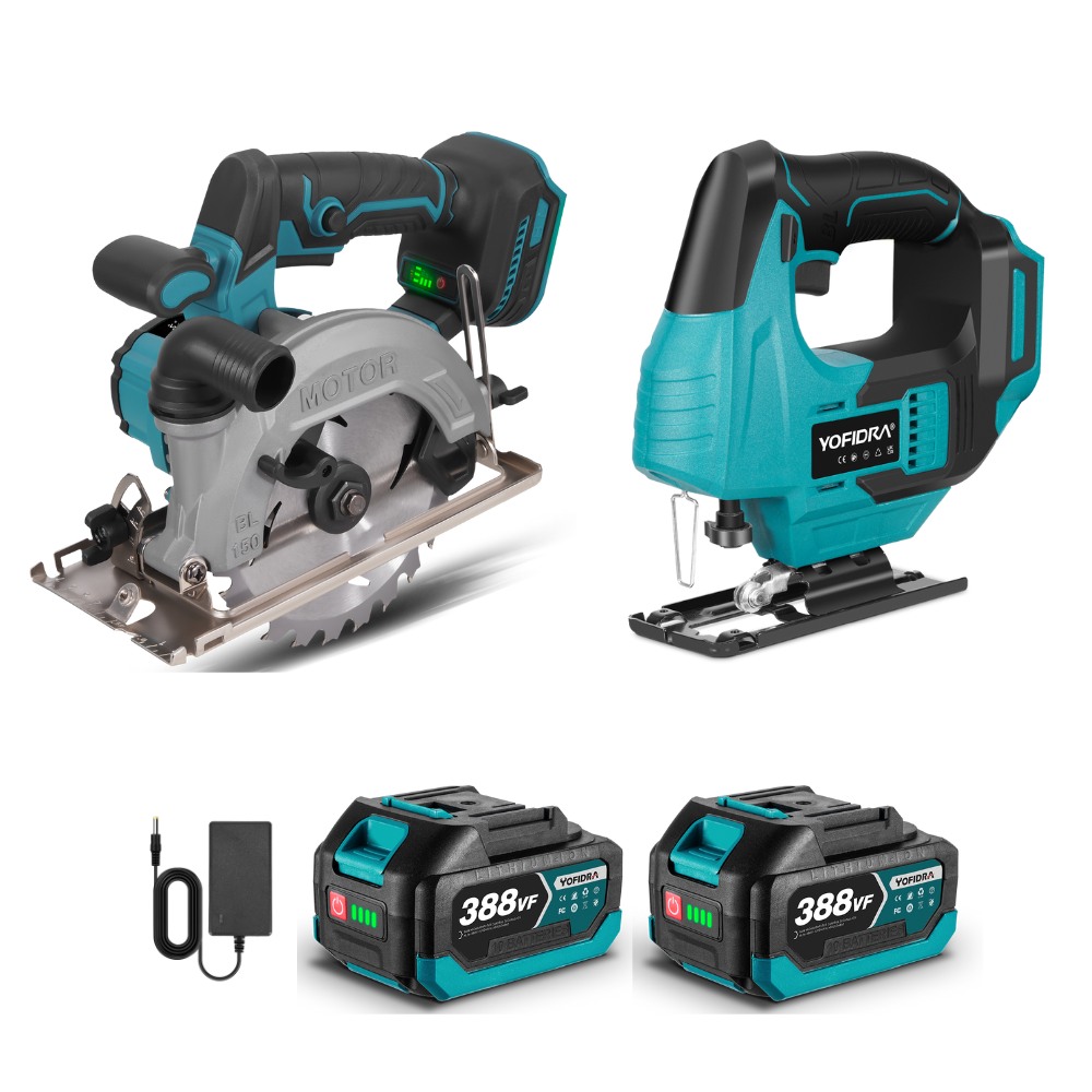 NewBeny Cordless 6" Circular Saw & Jigsaw with Blades Combo Kit [2 Batteries and a Charger Included]