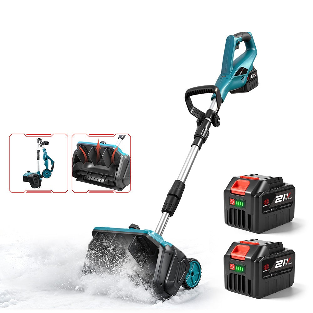 ONEVAN Brushless Cordless Snow Remover Foldable & Wheeled, 3-Direction Snow Discharge [2 Batteries and a Charger Included]