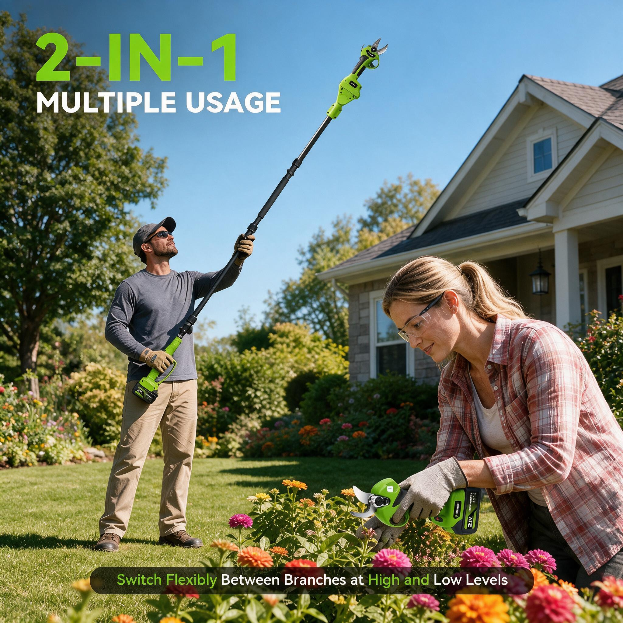 30mm / 45mm Brushless Cordless Pruning Shears With 2m Telescopic Extension Rod [2 batteries and a charger included]