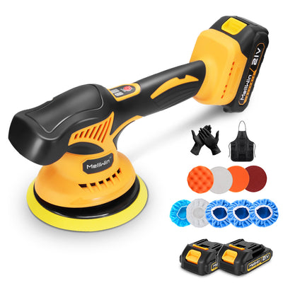 NewBeny 21V 6-Inch 150mm Cordless Car Polisher 8 Gear with 2 Batteries & Charger