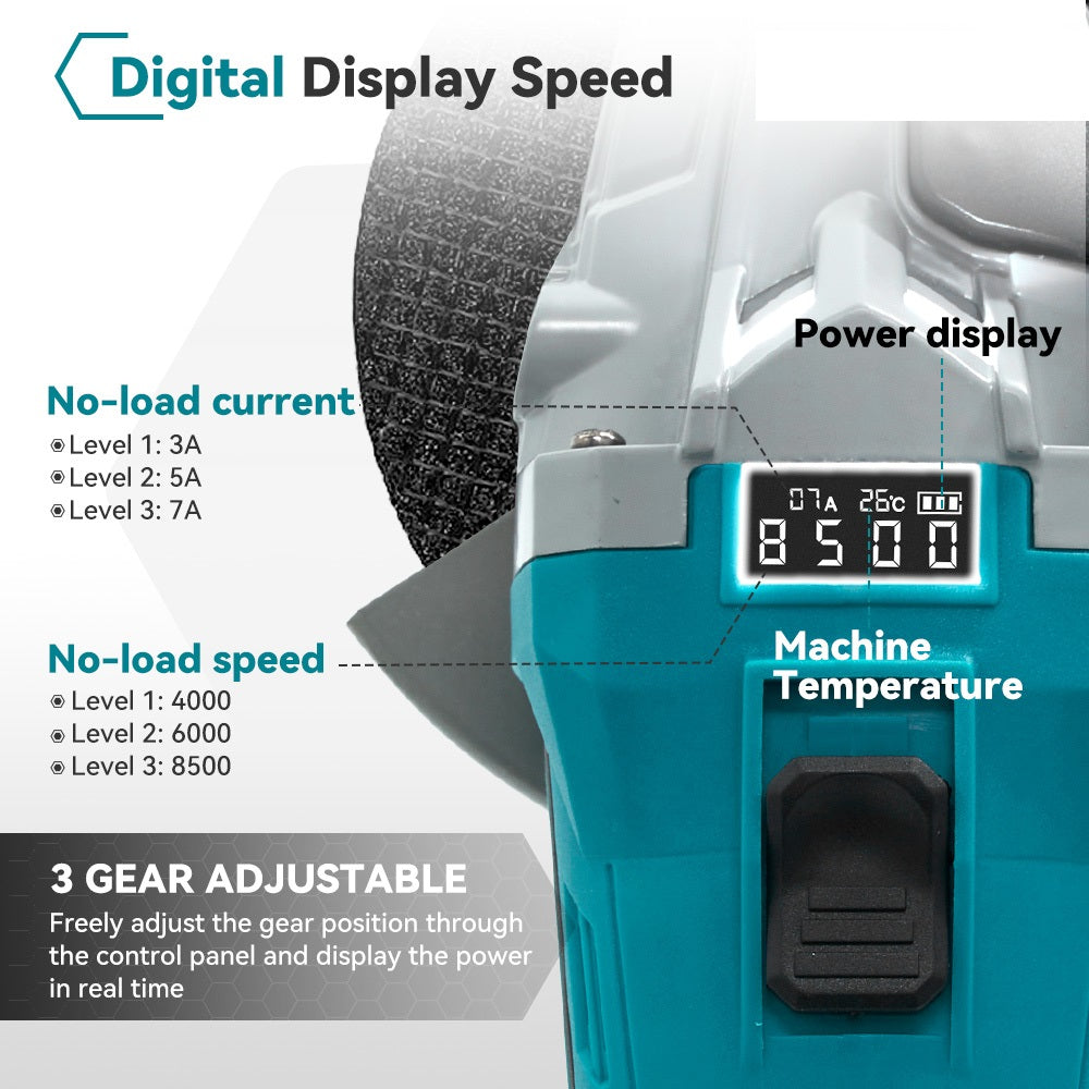 NewBeny 125mm Brushless Cordless Angle Grinder Digital Display With Battery