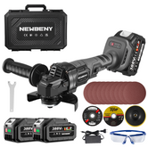 NewBeny 125-mm-Akku-Winkelschleifer-Set mit Bürstenlosmotor [inklusive 2 Akkus und Ladegerät]