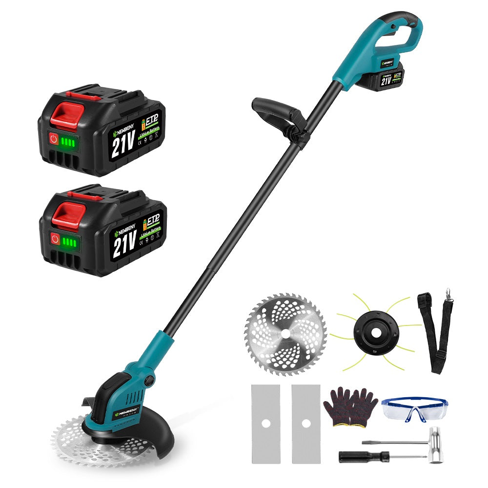 NewBeny 9 Inch Brushless Cordless Grass Trimmer Foldable with Battery & Charger