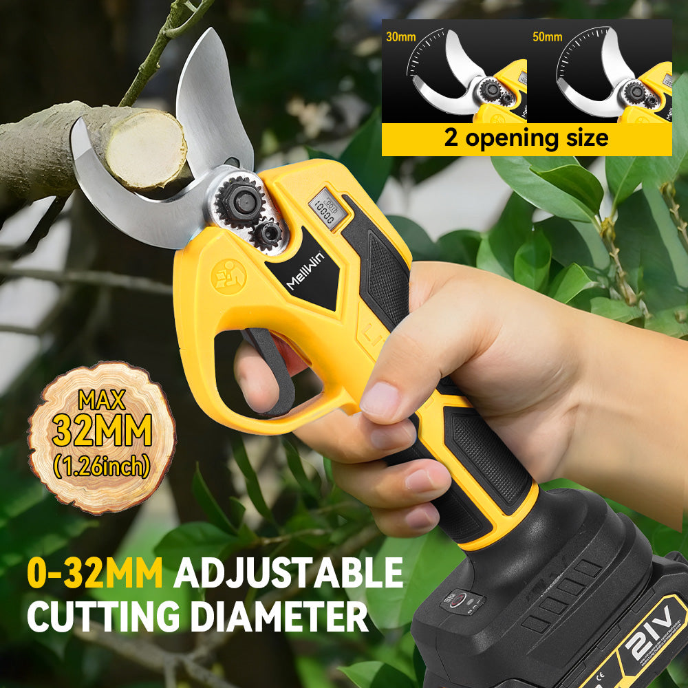NewBeny 32mm Brushless Cordless Pruning Shears with 2 Batteries and Charger