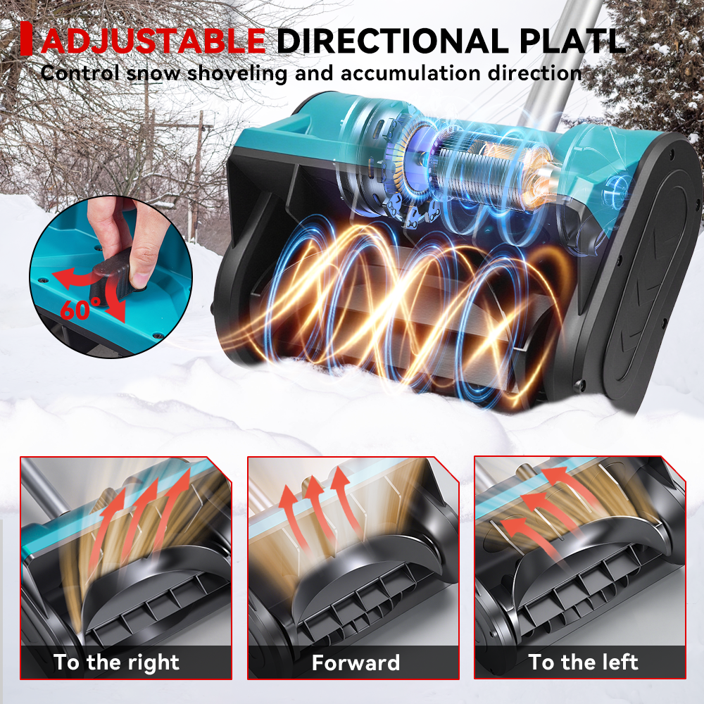 NewBeny Cordless Snow Shovel Handheld 30cm Wide, 15cm Deep Clearing [2 Batteries and a Charger Included]