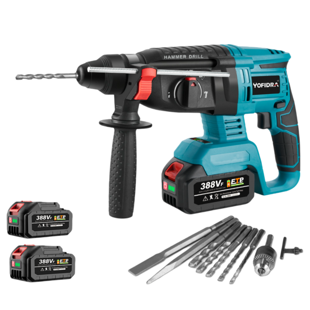 NewBeny 26mm Brushless Electric Hammer Drill Cordless with 10 Accessories For Makita 18V Battery