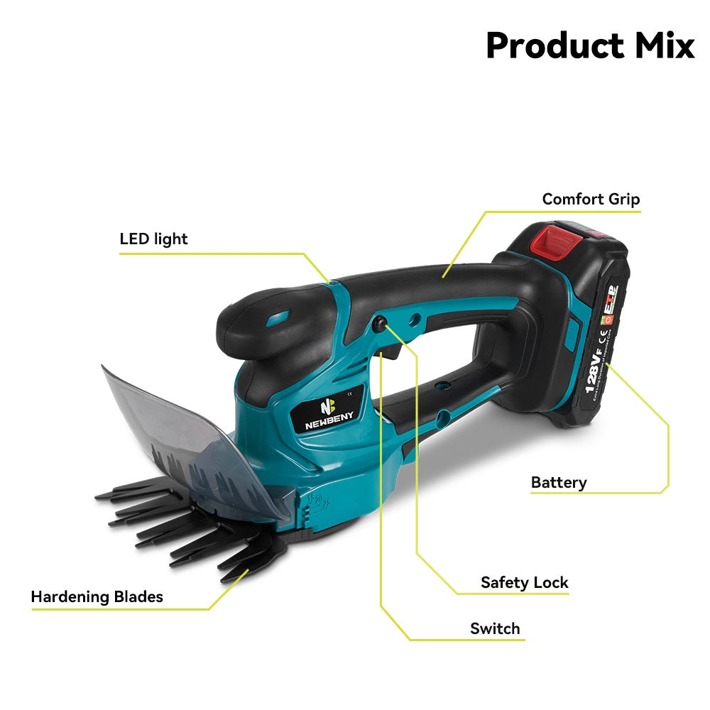 NewBeny 8000RPM Electric Cordless Hedge Trimmer 2 IN 1 For Makita 18V Battery