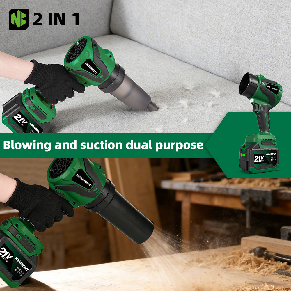 NewBeny Brushless 2-in-1 Cordless Turbo Blower & Vacuum Cleaner [2 Batteries and a Charger Included]