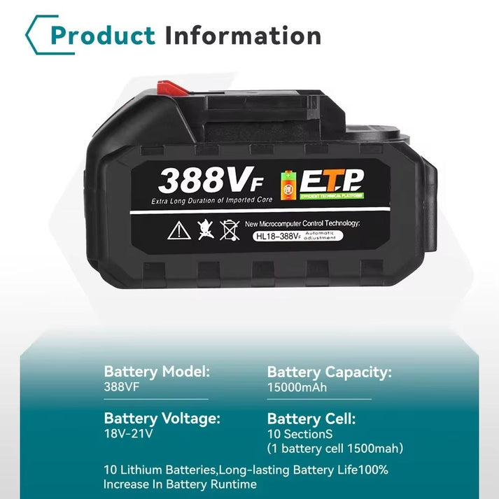 NewBeny 18-21V Rechargeable Lithium Battery LED Display with Charger R ...