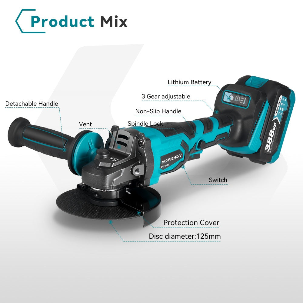 NewBeny 125mm Brushless Cordless Angle Grinder With Battery